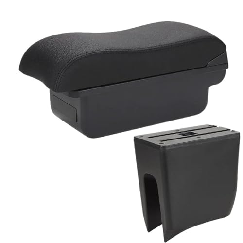 IPEVMLZ Für Dacia Für Spring Armlehne Für R&enault Für K-ZE Auto Armlehnenbox Leder Gebogene Oberfläche Zentrale Armlehnenbox(C2 Schwarze Linie KEIN USB) von IPEVMLZ