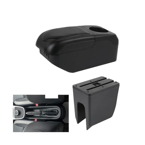 IPEVMLZ Für Dacia Für Spring Armlehnenbox Für R&enault Für K-ZE Auto Armlehnenbox Zentrale Aufbewahrungsbox Mittelkonsolenbox(Schwarz Schwarz) von IPEVMLZ