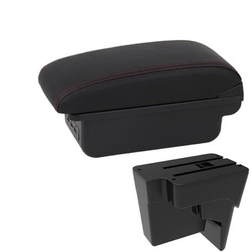 IPEVMLZ Für Kia K3 BL7 2023 2024 2025 Autoarmlehne Mittelkonsol Armstützenbox Mit USB(B1 Schwarz rot 3USB) von IPEVMLZ