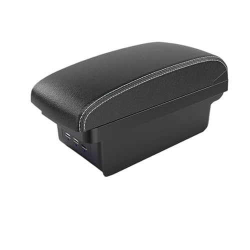IPEVMLZ Für Opel Für Corsa F Armlehne 2019 2020 2021 2022 2023 2024 Innenraum Mittelarmlehne Aufbewahrungsbox(B3 Schwarz weiß 3USB) von IPEVMLZ