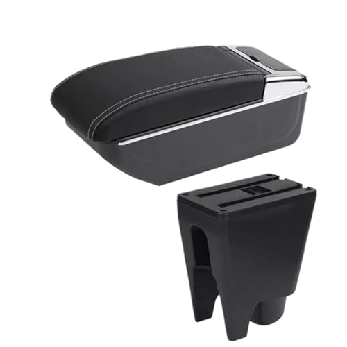 IPEVMLZ Für Peugeot 107 Auto-Armlehnenbox Aufbewahrungsbox Für Den Innenraum(B weiße Linie KEIN USB) von IPEVMLZ