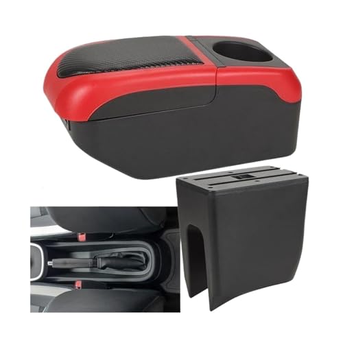 IPEVMLZ Für R&enault K-ZE Auto Armlehnenbox Armlehnenbox Mittelkonsolenbox Internes Retrofit USB-Laden(Schwarz rot) von IPEVMLZ