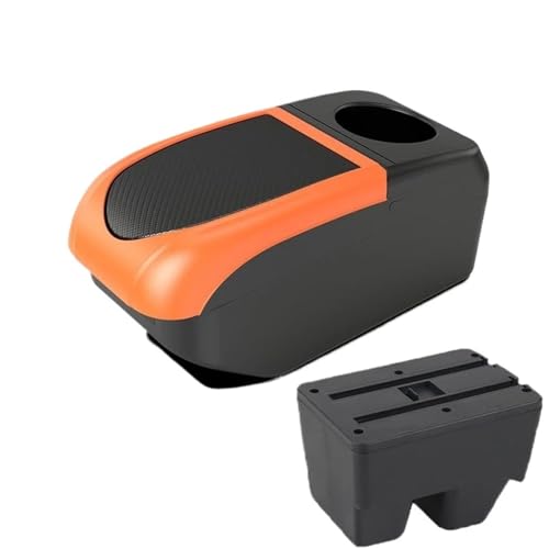 IPEVMLZ Für Toyota Für Yaris Cross Armlehnenbox Für Toyota Für Yaris Suv Zentrale Aufbewahrungsbox Dekorierung Mit USB-Schnittstelle(B2 Orange frame 6USB) von IPEVMLZ