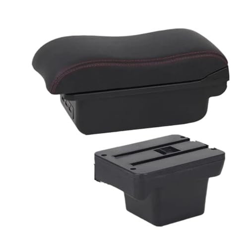 IPEVMLZ Für VW Für Caddy 5 2024 Armlehnenbox Innenausstattung(B red line 3USB) von IPEVMLZ