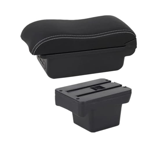 IPEVMLZ Für VW Für Caddy 5 2024 Armlehnenbox Innenausstattung(B white line 3USB) von IPEVMLZ