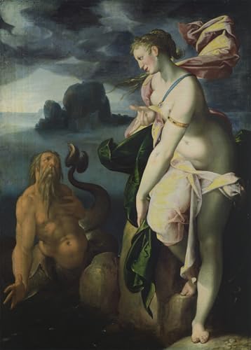 IPLUPJDY Berühmte Gemälde Gemälde Kunst Bilder Kunstdruck Leinwand Glaucus und Scylla von Bartholomaeus Spranger Abstrakte Leinwandbilder für Wohnzimmer-Dekor 60x90cm von IPLUPJDY