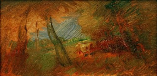 IPLUPJDY Berühmte Gemälde Gemälde Kunst Bilder Kunstdruck Leinwand Herbstliche Waldwiese mit Kühen von Wilhelm Busch Abstrakte Leinwandbilder für Wohnzimmer-Dekor 60x90cm von IPLUPJDY