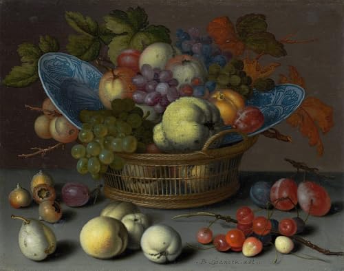 IPLUPJDY Berühmte Gemälde Gemälde Kunst Bilder Kunstdruck Leinwand Obstkorb von Balthasar Van Der Ast Abstrakte Leinwandbilder für Wohnzimmer-Dekor 60x90cm von IPLUPJDY