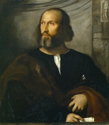 IPLUPJDY Berühmte Gemälde Gemälde Kunst Bilder Kunstdruck Leinwand Porträt eines bärtigen Mannes von Tiziano Vecelli Abstrakte Leinwandbilder für Wohnzimmer-Dekor 60x90cm von IPLUPJDY