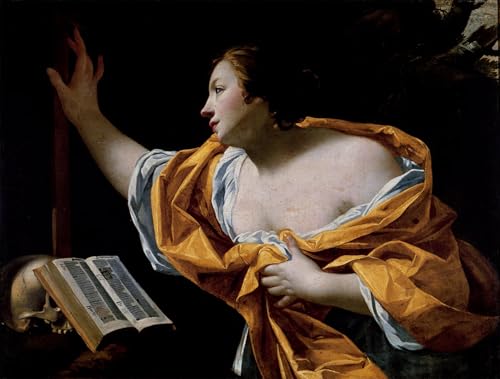 IPLUPJDY Berühmte Gemälde Gemälde Kunst Bilder Kunstdruck Leinwand die büßende Magdalena von Simon Vouet Abstrakte Leinwandbilder für Wohnzimmer-Dekor 60x90cm von IPLUPJDY