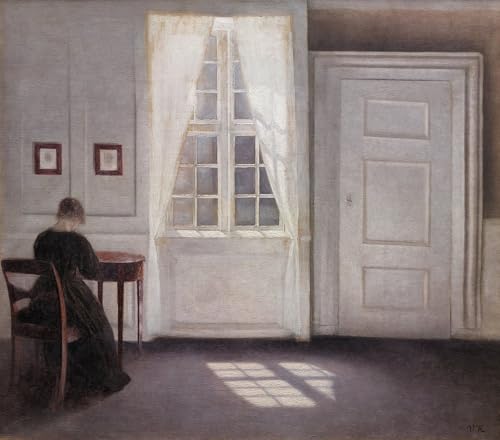 IPLUPJDY Berühmte Gemälde Gemälde Kunst Bilder Kunstdruck Leinwand ein Zimmer im Künstlerhaus in der Strandgade von Vilhelm Hammershøi Abstrakte Leinwandbilder für Wohnzimmer-Dekor 60x90cm von IPLUPJDY