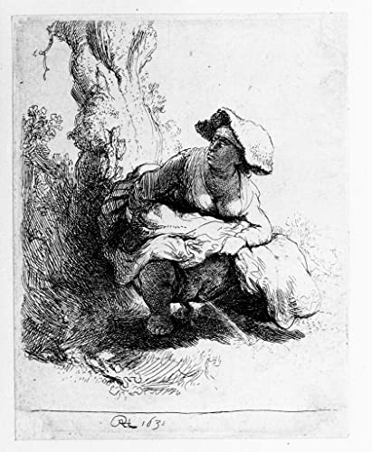 IPLUPJDY Bilder Moderne Abstrakte Leinwand Kunst Bilder Druck Wandgemälde Frau uriniert unter einem Baum von Rembrandt Van Rijn für Heimdekoration60x90cm von IPLUPJDY