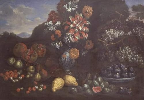 IPLUPJDY Bilder Moderne Kunst Gemälde WandgemäLde Blumen in einem Majolika-Krug mit Früchten in einer Landschaft von Bartolomeo Bimbi Leinwand Malerei Poster für Wanddekoration 60x90cm IPLUPJDY Bilder Moderne Kunst Gemälde WandgemäLde Blumen in einem Majolika-Krug mit Früchten in einer Landschaft von Bartolomeo Bimbi Leinwand Malerei Poster für Wanddekoration 60x90cm von IPLUPJDY