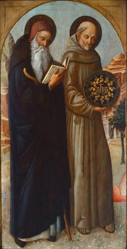 IPLUPJDY Bilder Moderne Kunst Gemälde WandgemäLde Der heilige Abt und der heilige Bernhardin von Siena Leinwand Malerei Poster für Wanddekoration 60x90cm von IPLUPJDY