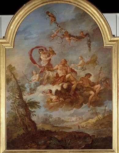 IPLUPJDY Bilder Moderne Kunst Gemälde WandgemäLde Die Tochter des Jupiter dient ihrem Vater während eines Festes von Charles Natoire Leinwand Malerei Poster für Wanddekoration 60x90cm von IPLUPJDY