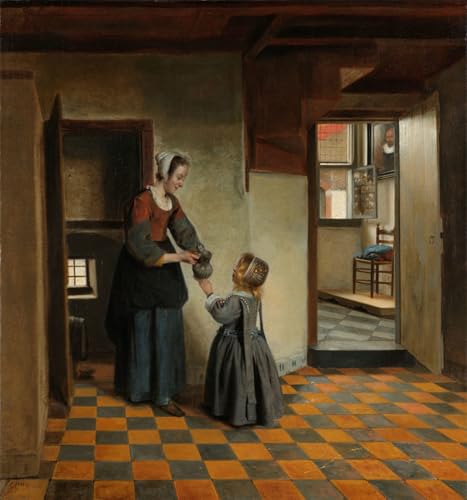 IPLUPJDY Bilder Moderne Kunst Gemälde WandgemäLde Frau mit Kind in einer Speisekammer von Pieter De Hooch Leinwand Malerei Poster für Wanddekoration 60x90cm IPLUPJDY Bilder Moderne Kunst Gemälde WandgemäLde Frau mit Kind in einer Speisekammer von Pieter De Hooch Leinwand Malerei Poster für Wanddekoration 60x90cm von IPLUPJDY