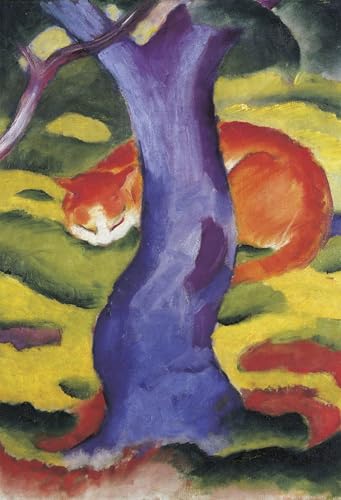 IPLUPJDY Bilder Moderne Kunst Gemälde WandgemäLde Katze Hinter baum von marc Leinwand Malerei Poster für Wanddekoration 60x90cm von IPLUPJDY