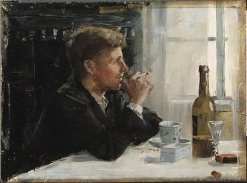 IPLUPJDY Bilder Moderne Kunst Gemälde WandgemäLde Mann sitzt an einem tisch von elin kleopatra danielson-gambogi Leinwand Malerei Poster für Wanddekoration 60x90cm von IPLUPJDY