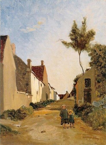 IPLUPJDY Kunstdruck Leinwand Abstrakte Leinwand Kunst Bilder Druck Wandgemälde Dorfstraße von frederic bazille Gemälde Kunst Bilder für Wanddekoration 60x90cm von IPLUPJDY