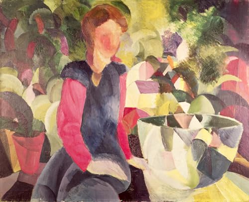 IPLUPJDY Kunstdruck Leinwand Abstrakte Leinwand Kunst Bilder Druck Wandgemälde Mädchen mit goldfischglas von august macke Gemälde Kunst Bilder für Wanddekoration 60x90cm von IPLUPJDY