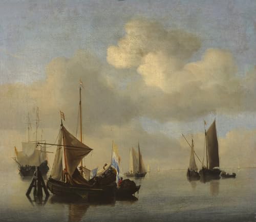 IPLUPJDY Kunstdruck Leinwand Abstrakte Leinwand Kunst Bilder Druck Wandgemälde Meereslandschaft bei ruhigem Wetter von Willem Van De Velde dem Jüngeren Gemälde Kunst Bilder für Wanddekoration 60x90cm von IPLUPJDY