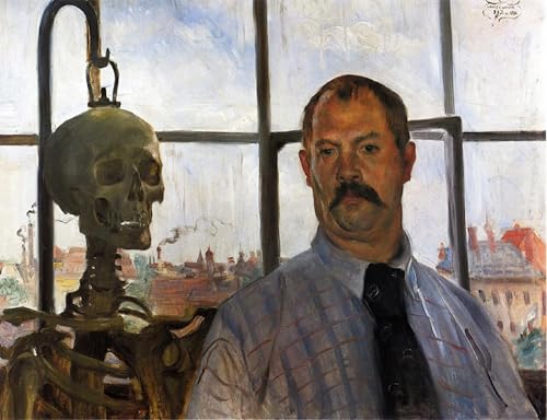 IPLUPJDY Kunstdruck Leinwand Abstrakte Leinwand Kunst Bilder Druck Wandgemälde Selbstbildnis mit skelett von lovis corinth Gemälde Kunst Bilder für Wanddekoration 60x90cm von IPLUPJDY