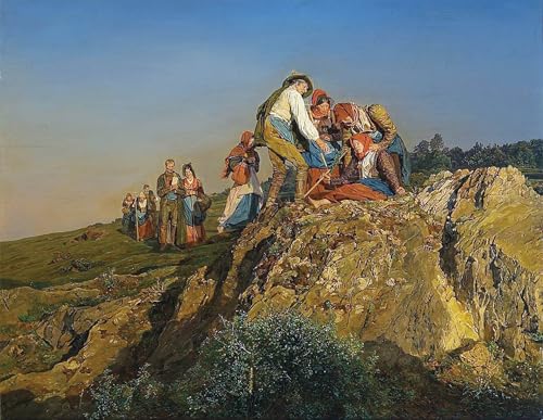 IPLUPJDY Kunstdruck Leinwand Abstrakte Leinwand Kunst Bilder Druck Wandgemälde die unterbrochene Pilgerhilfe von Ferdinand Georg Waldmüller Gemälde Kunst Bilder für Wanddekoration 60x90cm von IPLUPJDY