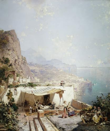 IPLUPJDY Kunstdruck Leinwand Bilder Moderne Druck Leinwand Malerei Amalfi Golf von Salerno Amalfi Golfe De Salerne von Richard Unterberger Leinwanddruck Malerei für Wanddekoration 60x90cm von IPLUPJDY