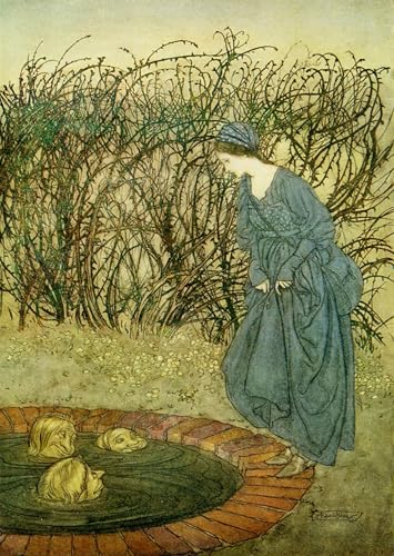 IPLUPJDY Kunstdruck Leinwand Bilder Moderne Druck Leinwand Malerei Die Drei Köpfe Des Brunnens Von Arthur Rackham Leinwanddruck Malerei für Wanddekoration 60x90cm von IPLUPJDY