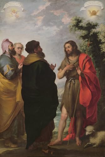 IPLUPJDY Kunstdruck Leinwand Bilder Moderne Druck Leinwand Malerei Johannes der täufer mit den schriftgelehrten und pharisäern von bartolomé esteban murillo für Wanddekoration 60x90cm von IPLUPJDY