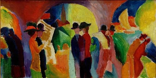 IPLUPJDY Kunstdruck Leinwand Bilder Moderne Druck Leinwand Malerei Kolonnade mit segelboot I von august macke Leinwanddruck Malerei für Wanddekoration 60x90cm von IPLUPJDY