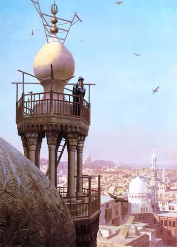 IPLUPJDY Kunstdruck Leinwand Bilder Moderne Druck Leinwand Malerei Un muezzin Appellant du haut du minaret les fidèles à la prière von jean-léon Leinwanddruck Malerei für Wanddekoration 60x90cm von IPLUPJDY