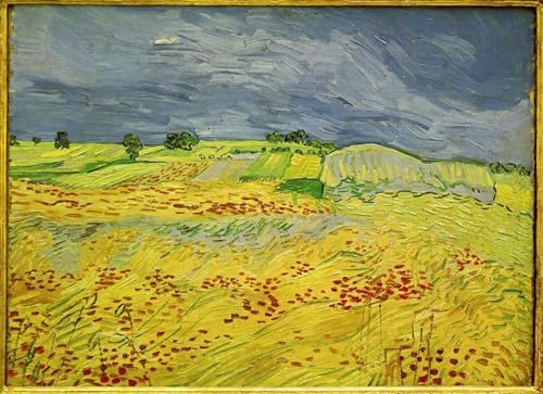 IPLUPJDY Kunstdruck Leinwand Bilder Moderne Druck Leinwand Malerei Weizenfeld mit stürmischem himmel von vincent van gogh Leinwanddruck Malerei für Wanddekoration 60x90cm von IPLUPJDY