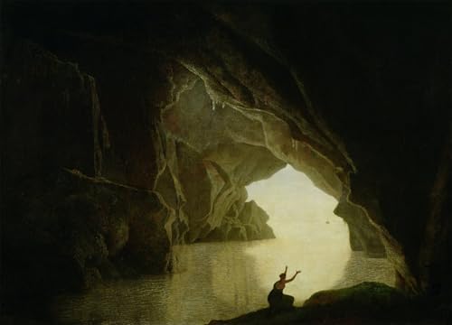 IPLUPJDY Kunstdruck Leinwand Bilder Moderne Druck Leinwand Malerei eine Grotte im Golf von Salernum mit der Figur von Julia Banished Fromexh von Wright of Derby für Wanddekoration 60x90cm von IPLUPJDY