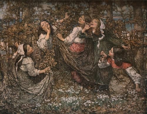 IPLUPJDY Vintage Leinwand Wandkunst Poster Bilder Leinwand Poster Druck Das Erwachen der Erde von Edward Atkinson Hornel Kunst Gemälde für Heimdekoration 60x90cm von IPLUPJDY