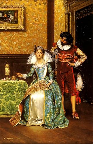 IPLUPJDY Vintage Leinwand Wandkunst Poster Bilder Leinwand Poster Druck Der aufmerksame Höfling von adolphe alexandre lesrel Kunst Gemälde für Heimdekoration 60x90cm von IPLUPJDY