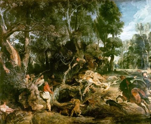 IPLUPJDY Vintage Leinwand Wandkunst Poster Bilder Leinwand Poster Druck Die wildschweinjagd von peter paul rubens Kunst Gemälde für Heimdekoration 60x90cm von IPLUPJDY