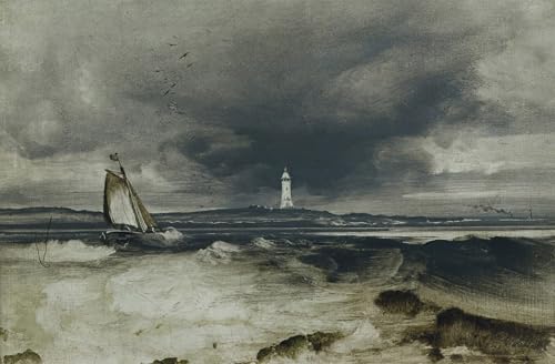 IPLUPJDY Vintage Leinwand Wandkunst Poster Bilder Leinwand Poster Druck Leuchtturm von Peder Balke Kunst Gemälde für Heimdekoration 60x90cm von IPLUPJDY