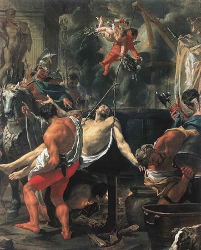 IPLUPJDY Vintage Leinwand Wandkunst Poster Bilder Leinwand Poster Druck Martyrium des hl. johannes des evangelisten an der porta latina von charles le brun Kunst Gemälde für Heimdekoration 60x90cm von IPLUPJDY