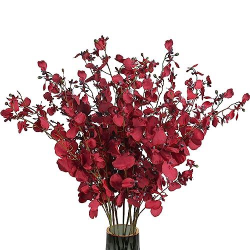 IPOPU Künstliche Orchideen, 10 Stück (je 94 cm), künstliche Orchideen, langer Stiel, Orchideen, künstliche Seidenblumen für drinnen und draußen, Hochzeit, Zuhause, Büro, Dekoration (rot) von IPOPU