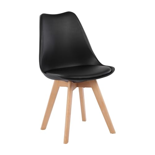 EGGREE IPOTIUS Esszimmerstuhl Skandinavisch Retro mit weicher Polsterung, SGS-Zertifiziert - Küchenstuhl Massivholz Buchenholzbeinen (1er Set, Schwarz) von IPOTIUS