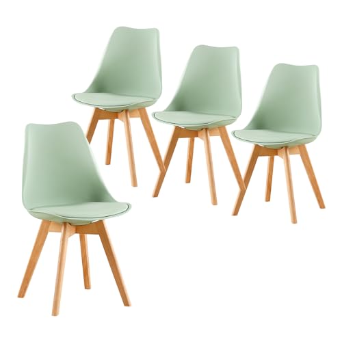 EGGREE IPOTIUS Esszimmerstuhl Skandinavisch Retro mit weicher Polsterung, SGS-Zertifiziert - Küchenstuhl Massivholz Buchenholzbeinen (4er Set, Eiscreme Grün) von IPOTIUS