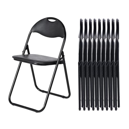 IPOTIUS Klappstuhl aus Metall, 10er-Set mit PVC-Polsterung und Rückenlehne. Bequemer Klappstuhl für Gäste, Küche, Camping – Schwarz von IPOTIUS