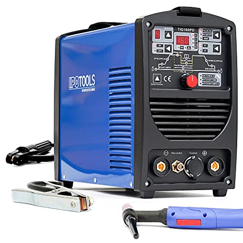 IPOTOOLS 160PD WIG Schweißgerät - TIG WIG Schweissgerät 160 Amper Volldigitales Inverter Schweißgerät mit HF-Zündung, Pulsfunktion, MMA, IGBT, 32-bit Mikroprozessor, 7 Jahre Garantie von IPOTOOLS