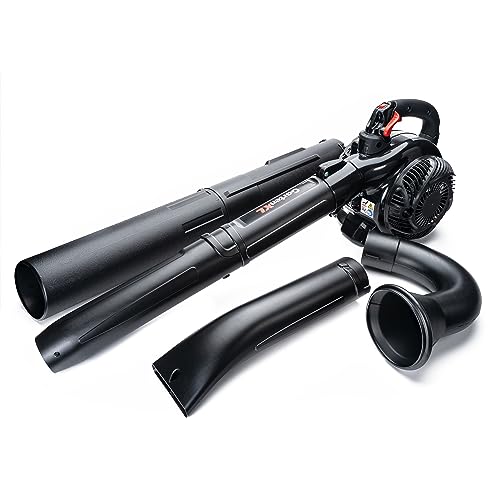 IPOTOOLS EBV260A 4in1 Benzin Laubsauger Laubbläser mit Häcksler und Sammler in 40 Liter Fangsack - Antivibrationssystem - Einstellbare Blasgeschwindigkeit bis 50 m/s - 2-Takt-Motor mit 26ccm und 1 PS von IPOTOOLS
