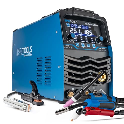 IPOTOOLS Kombischweißgerät MIG-185CMT 7-in-1 WIG MIG MAG Schweißgerät mit Plasmaschneider 45 A Synergic Inverter Schweissgerät mit 185 A mit FLUX | MMA | 230V | 7 Jahre Garantie von IPOTOOLS