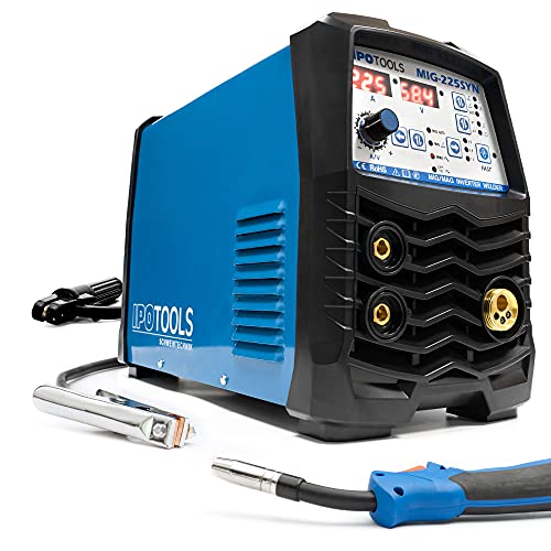 IPOTOOLS MIG-225SYN Inverter Schweißgerät MIG MAG - Schutzgas Schweissgerät mit 225 Ampere/Synergic Funktion/Fülldraht und Elektroden/E-Hand/Digitalanzeige/IGBT / 230V / 7 Jahre Garantie von IPOTOOLS