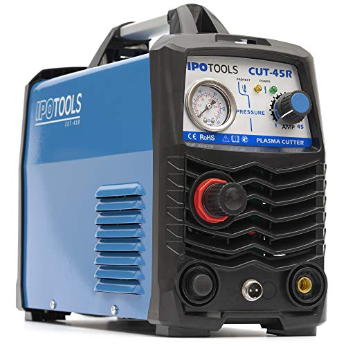 IPOTOOLS Plasmaschneider CUT-45R - Plasmaschneidgerät 45A bis 12 mm Schneidleistung Inverter Schweißgerät Plasma Cutter mit IGBT/HF Zündung/Blau / 230V / 7 Jahre Garantie von IPOTOOLS