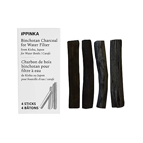Binchotan Charcoal from Kishu, Japan - Water Purifying Sticks for Great-Tasting Water, 4 Sticks - Each Stick Filters Personal Size Water Bottle von IPPINKA