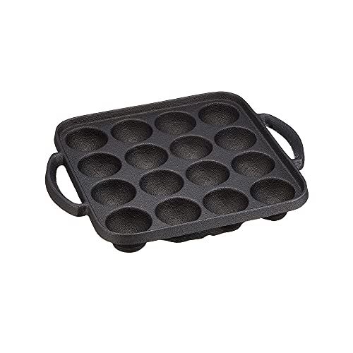 IPPINKA Japanische Takoyaki-Grillpfanne aus Gusseisen, 16 Löcher, hergestellt in Japan, kompatibel mit Gasherden und Induktionssicher von IPPINKA